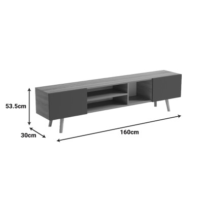 Έπιπλο τηλεόρασης Osclo pakoworld sonoma-ανθρακί 160x30x53.5εκ