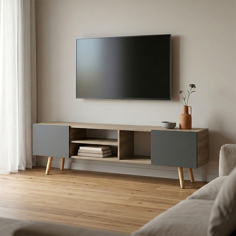 Έπιπλο τηλεόρασης Osclo pakoworld sonoma-ανθρακί 160x30x53.5εκ