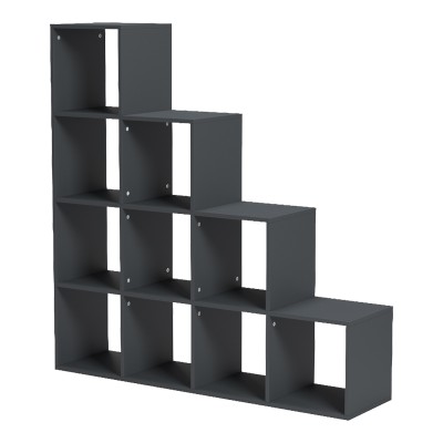 Βιβλιοθήκη Scala pakoworld ανθρακί 129.5x29x129.5εκ