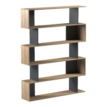 Βιβλιοθήκη Tetri pakoworld sonoma-ανθρακί 121.8x25.4x158.8εκ