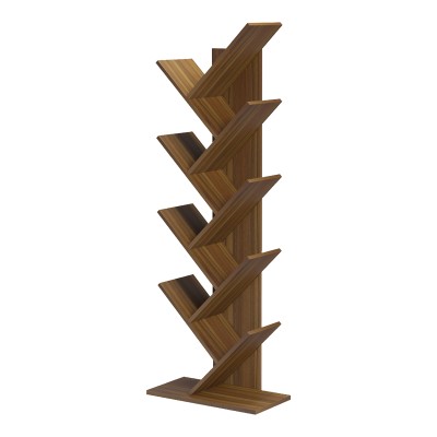 Βιβλιοθήκη Fyllo pakoworld καρυδί 50x25x141.5εκ