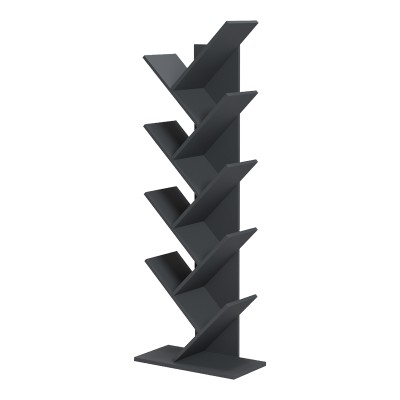Βιβλιοθήκη Fyllo pakoworld ανθρακί 50x25x141.5εκ