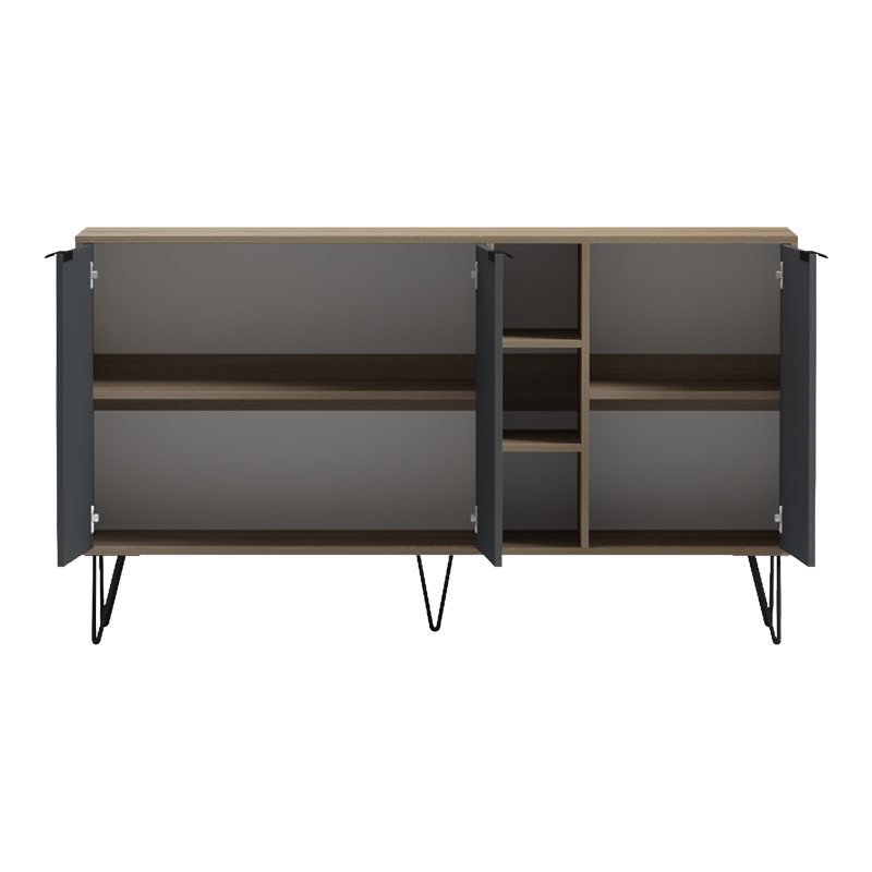 Μπουφές Balain pakoworld sonoma-ανθρακί 142x35.5x83εκ