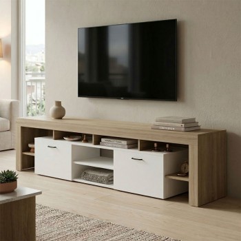 Έπιπλο τηλεόρασης Liner pakoworld sonoma-λευκό 210x40x50εκ