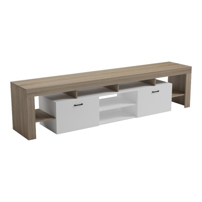 Έπιπλο τηλεόρασης Liner pakoworld sonoma-λευκό 210x40x50εκ