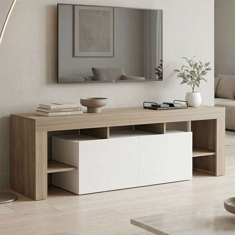 Έπιπλο τηλεόρασης Liner pakoworld sonoma-λευκό 150x40x50εκ
