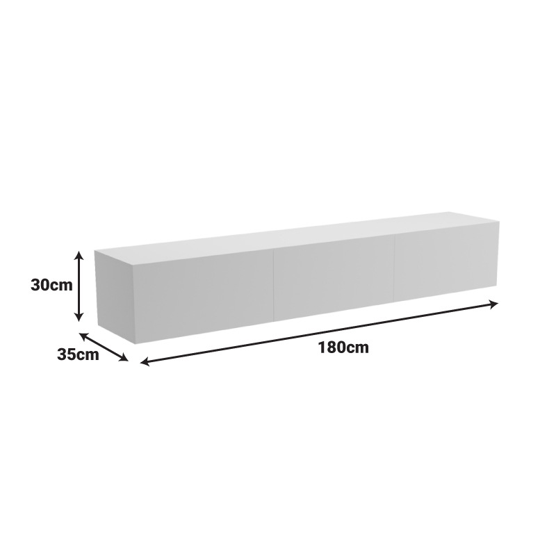 Έπιπλο τηλεόρασης επιτοίχιο με Led Rival pakoworld λευκό 180x35x30εκ
