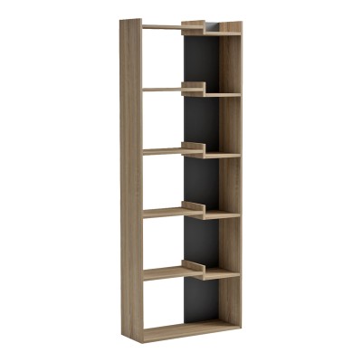 Βιβλιοθήκη Corpus pakoworld sonoma - ανθρακί 61x22x162εκ