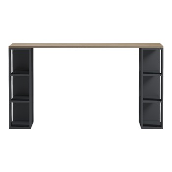 Γραφείο με ραφιέρα Colmar pakoworld ανθρακί- sonoma 140x60x75εκ