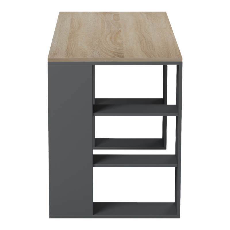 Γραφείο με ραφιέρα Colmar pakoworld ανθρακί- sonoma 140x60x75εκ