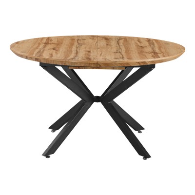 Τραπέζι επεκτεινόμενο Edina pakoworld mdf σε sonoma απόχρωση με μαύρα μεταλλικά πόδια 130-170x130x75εκ