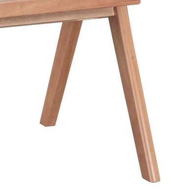 Πολυθρόνα Winslow pakoworld ξύλο rubberwood ανοικτό καρυδί-pvc rattan φυσικό-ύφασμα γκρι | 2 τμχ