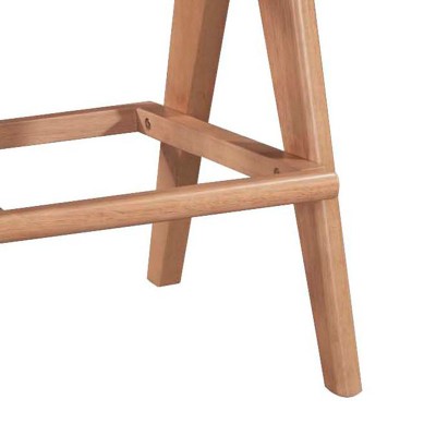 Σκαμπό bar Winslow pakoworld ξύλο rubberwood ανοικτό καρυδί-pvc rattan φυσικό-ύφασμα γκρι 44.5x46x98εκ | 2 τμχ