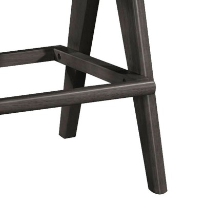 Σκαμπό bar Winslow pakoworld ξύλο rubberwood μαύρο-pvc rattan φυσικό-ύφασμα γκρι 44.5x46x98εκ | 2 τμχ