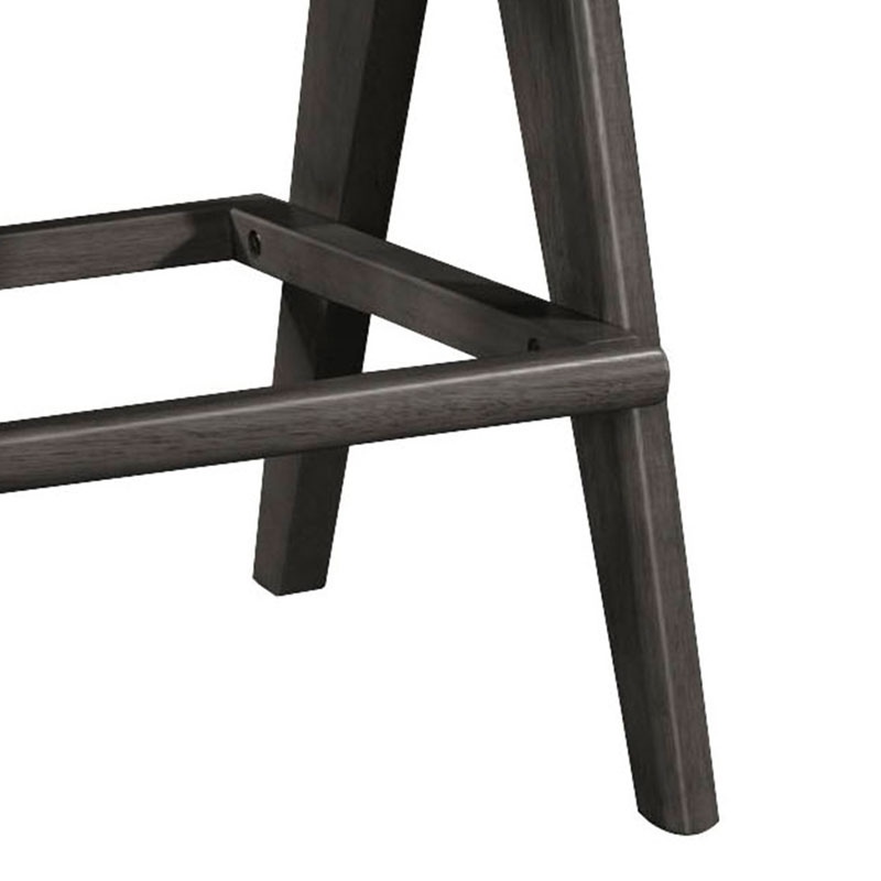 Σκαμπό bar Winslow pakoworld ξύλο rubberwood μαύρο-pvc rattan φυσικό-ύφασμα γκρι 44.5x46x98εκ | 2 τμχ