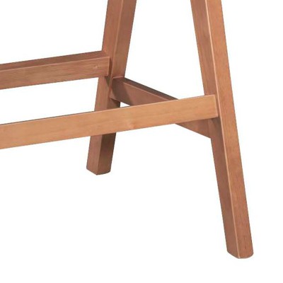 Σκαμπό bar Winslow pakoworld ξύλο rubberwood ανοικτό καρυδί-pvc rattan φυσικό-ύφασμα γκρι | 2 τμχ
