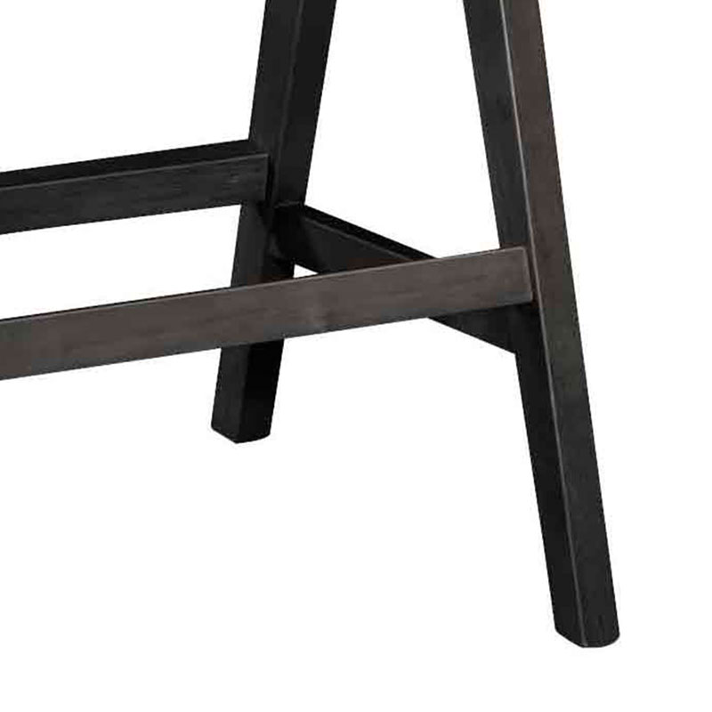 Σκαμπό bar Winslow pakoworld ξύλο rubberwood μαύρο-pvc rattan φυσικό-ύφασμα γκρι | 2 τμχ