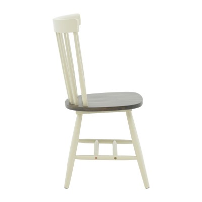 Καρέκλα Larus pakoworld φυσικό ξύλo rubberwood ανθρακί-λευκό 50x49x90εκ. | 2 τμχ
