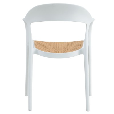 Πολυθρόνα Ember στοιβαζόμενη pakoworld με UV protection PP μπεζ- λευκό 52.5x56.5x81εκ.