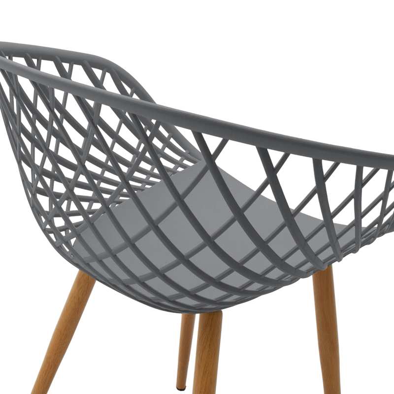 Πολυθρόνα Ezra pakoworld γκρι pp-πόδι φυσικό μέταλλο 63x55x83εκ