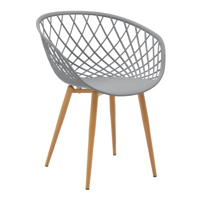 Πολυθρόνα Ezra pakoworld γκρι pp-πόδι φυσικό μέταλλο 63x55x83εκ