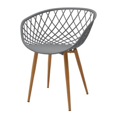 Πολυθρόνα Ezra pakoworld γκρι pp-πόδι φυσικό μέταλλο 63x55x83εκ