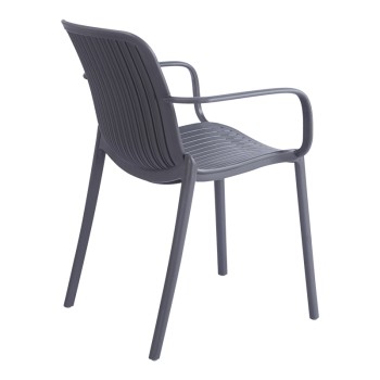 Πολυθρόνα Teragi στοιβαζόμενη pakoworld pp με UV protection ανθρακί 59x57x82εκ