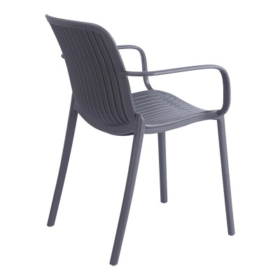 Πολυθρόνα Teragi στοιβαζόμενη pakoworld pp με UV protection ανθρακί 59x57x82εκ