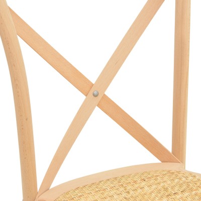 Καρέκλα Dylon pakoworld στοιβαζόμενη ξύλο οξιάς-rattan άβαφη 48x52x89εκ