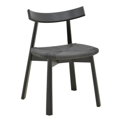 Καρέκλα Clareta pakoworld rubberwood-σχοινί σε μαύρη απόχρωση 53x55x79εκ