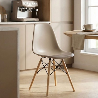 Καρέκλα Julita pakoworld PP cappuccino με φυσικό πόδι 46x52x80εκ