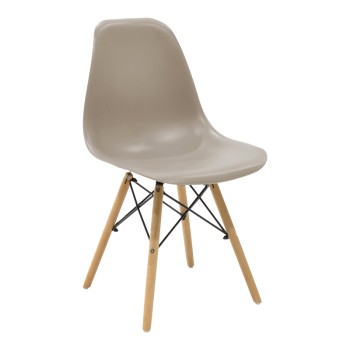 Καρέκλα Julita pakoworld PP cappuccino με φυσικό πόδι 46x52x80εκ