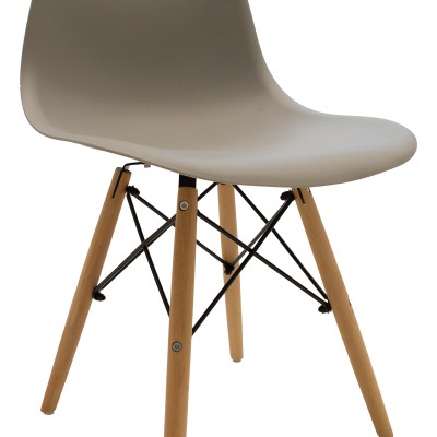 Καρέκλα Julita pakoworld PP cappuccino με φυσικό πόδι 46x52x80εκ
