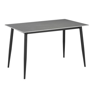 Τραπέζι Gustas pakoworld γκρι μαρμάρου sintered stone-μαύρο μέταλλο 160x80x75εκ