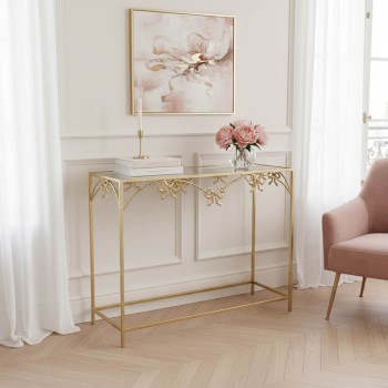 Κονσόλα Frensia Inart μέταλλο σε χρυσή απόχρωση 100x30x80εκ