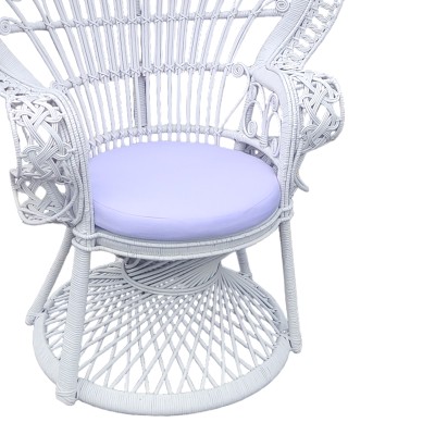 Πολυθρόνα Dorothy Inart με λευκό μαξιλάρι-λευκό rattan 115x53x147εκ