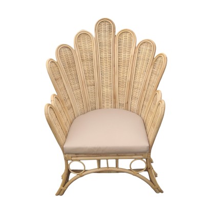 Πολυθρόνα Fragia Inart με μπεζ μαξιλάρι-φυσικό rattan 85x96x120εκ