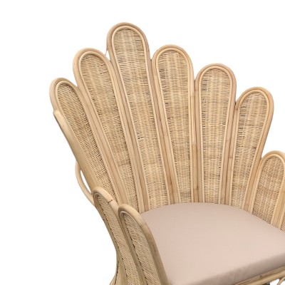 Πολυθρόνα Fragia Inart με μπεζ μαξιλάρι-φυσικό rattan 85x96x120εκ
