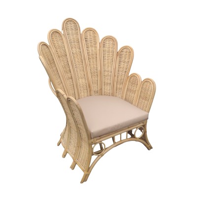 Πολυθρόνα Fragia Inart με μπεζ μαξιλάρι-φυσικό rattan 85x96x120εκ