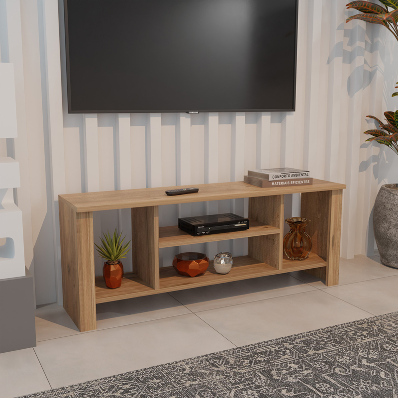Έπιπλο τηλεόρασης Seref pakoworld σε oak απόχρωση 120x30x47εκ