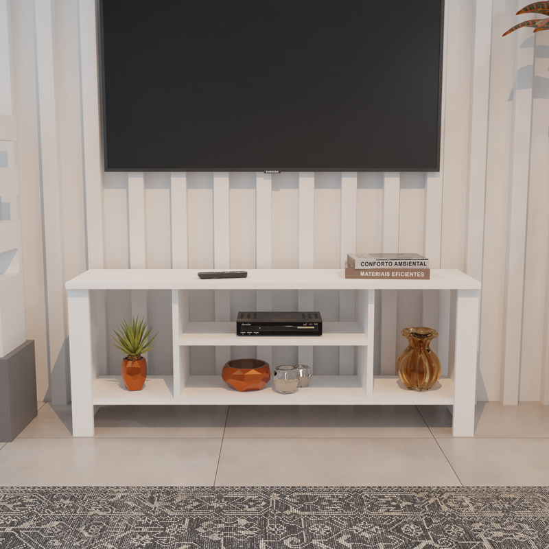 Έπιπλο τηλεόρασης Seref pakoworld σε λευκή απόχρωση 120x30x47εκ