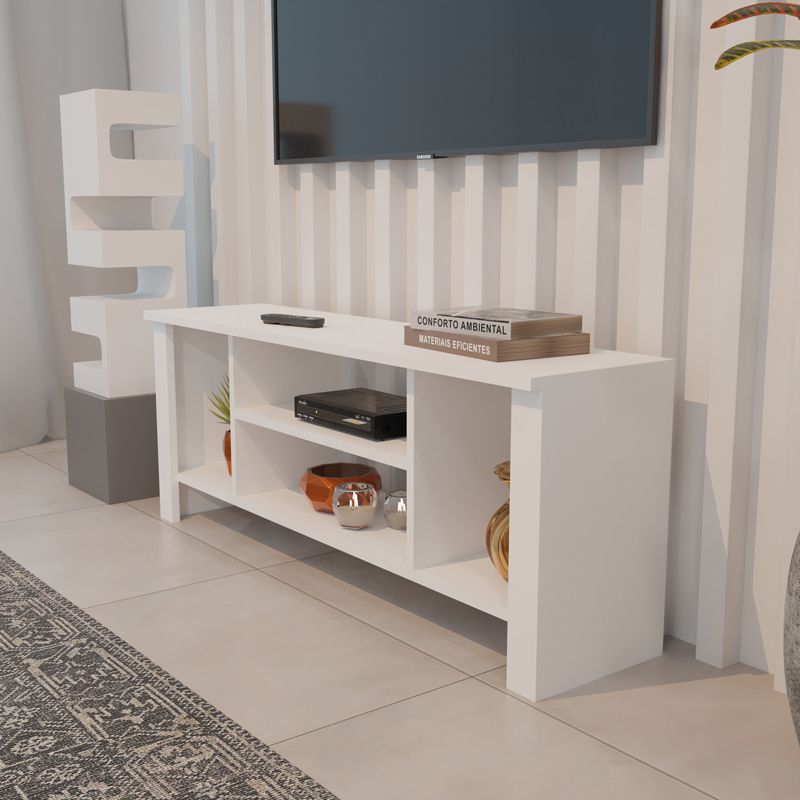 Έπιπλο τηλεόρασης Seref pakoworld σε λευκή απόχρωση 120x30x47εκ