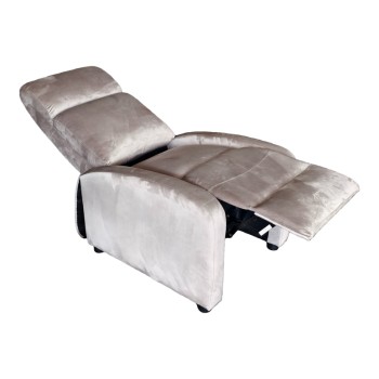 Πολυθρόνα relax Norva pakoworld βελούδο σε γκρι απόχρωση 68.5x86x100εκ