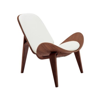 Πολυθρόνα Vilma pakoworld PU μπεζ- plywood καρυδί 90x76.5x74.5εκ