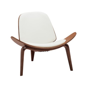 Πολυθρόνα Vilma pakoworld PU μπεζ- plywood καρυδί 90x76.5x74.5εκ