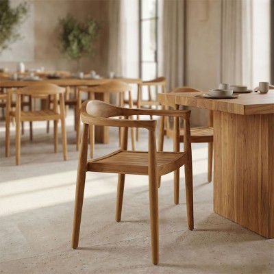 Πολυθρόνα Ganny pakoworld teak ξύλο σε φυσική απόχρωση 59x56x71εκ