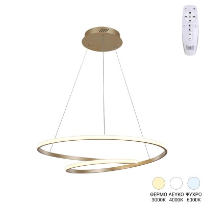 Φωτιστικό οροφής Rexon pakoworld led μέταλλο χρυσό Φ49x12εκ