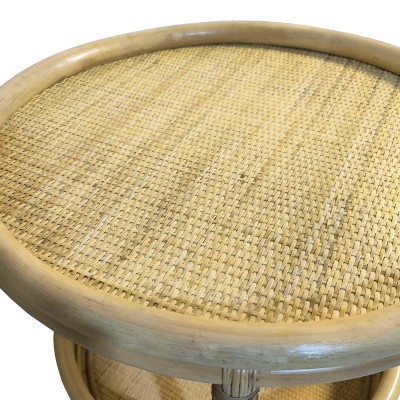 Βοηθητικό τραπέζι Moody pakoworld pe rattan σε φυσική απόχρωση Φ55x51εκ