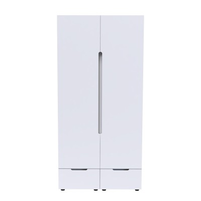 Ντουλάπα δίφυλλη Afina pakoworld mdf σε λευκή glossy απόχρωση 100x57x213εκ