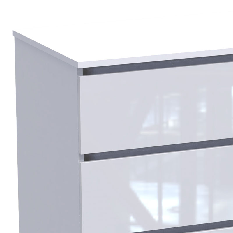 Συρταριέρα Dicama pakoworld mdf σε λευκη glossy απόχρωση 90x47x101εκ